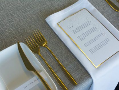 TABLETOP DESIGN // GREY AND GOLD ELEGANCE BY FOX AND MAE